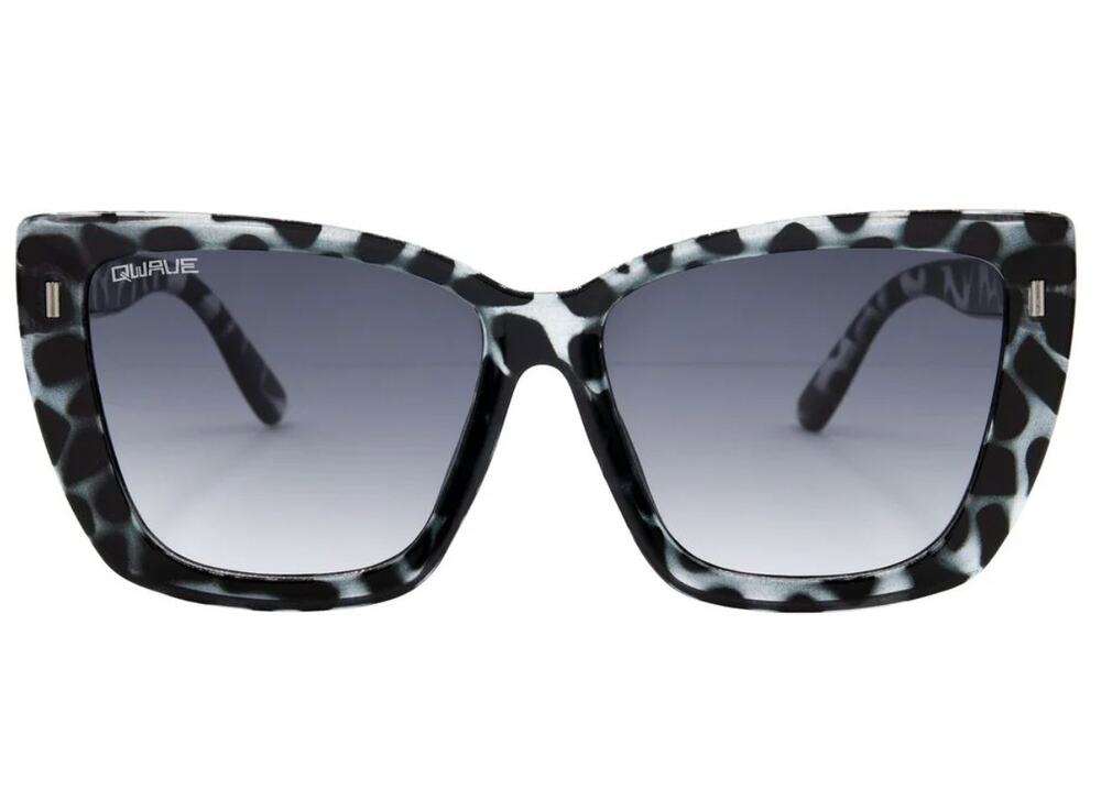 QWAVE Charcoal Marble Oversized Cat-Eye Sunglasses Fashion Luxury Eyewear NWT